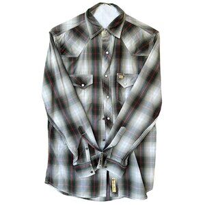 Larry Mahan Size‎ Small Cowboy Collection Mens Western Plaid Shirt Pearl Snaps